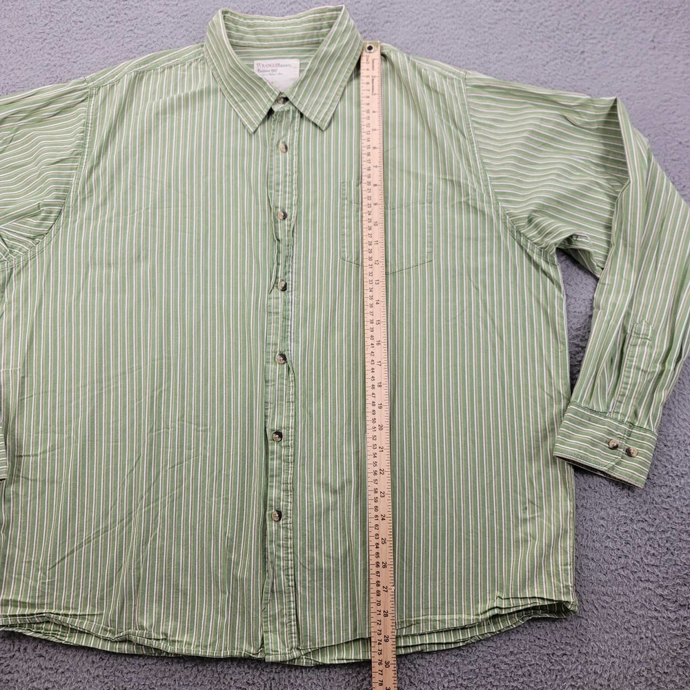 Wrangler Shirt Mens XXL Green Striped Button Up Western‎ Long Sleeve Outdoors - Picture 12 of 16